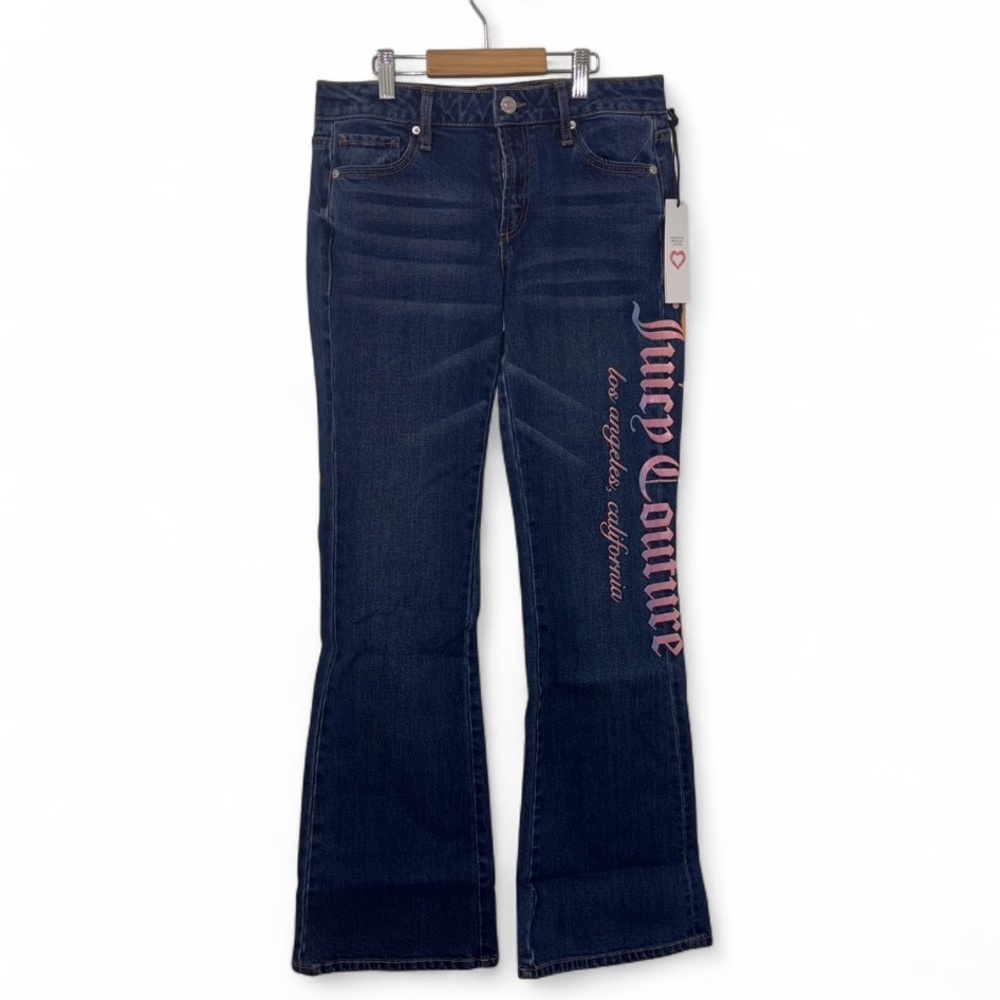 Juicy Couture Dark Blue Flare Jeans with Pink Logo